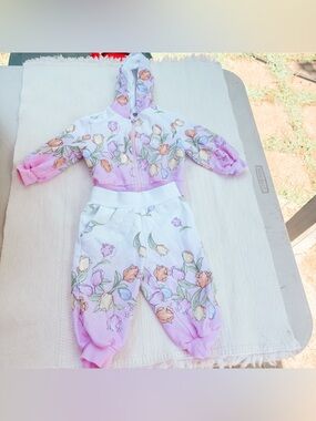 Monnalisa baby girl purple tulip print tracksuit size 6m